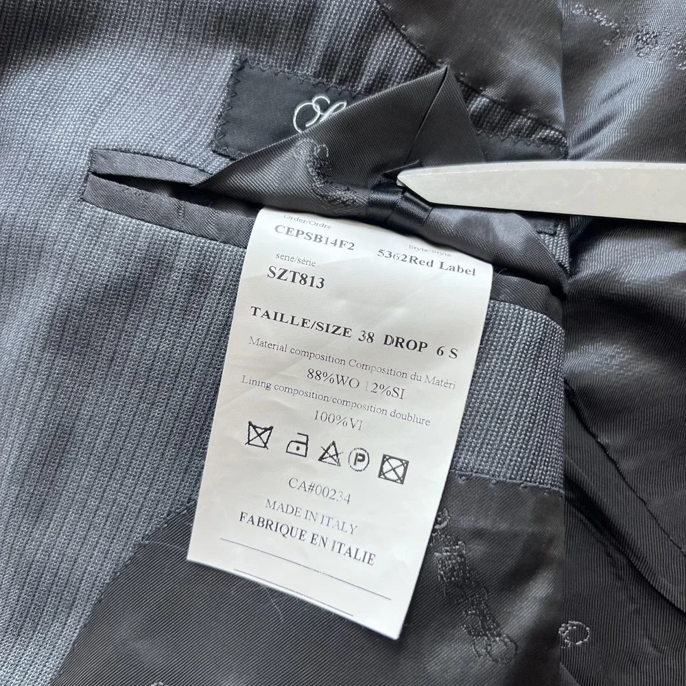 Ermenegildo Zegna Saks Fifth Avenue Suit Jacket Mens 38 Gray Wool Silk Trim Fit